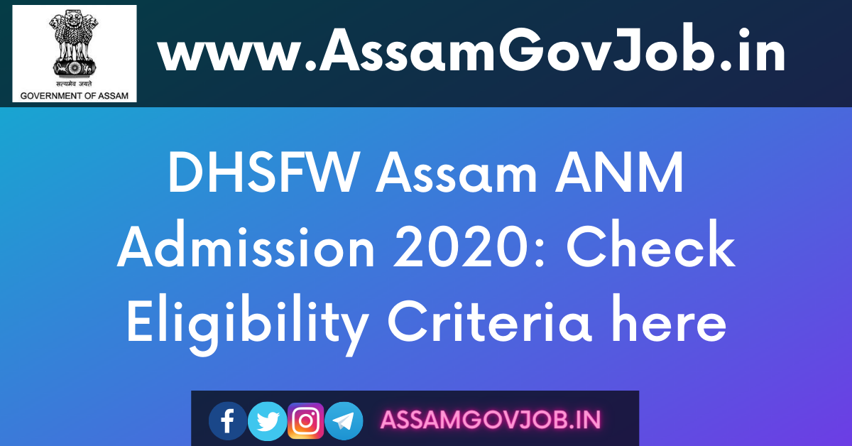 DHSFW Assam ANM Admission